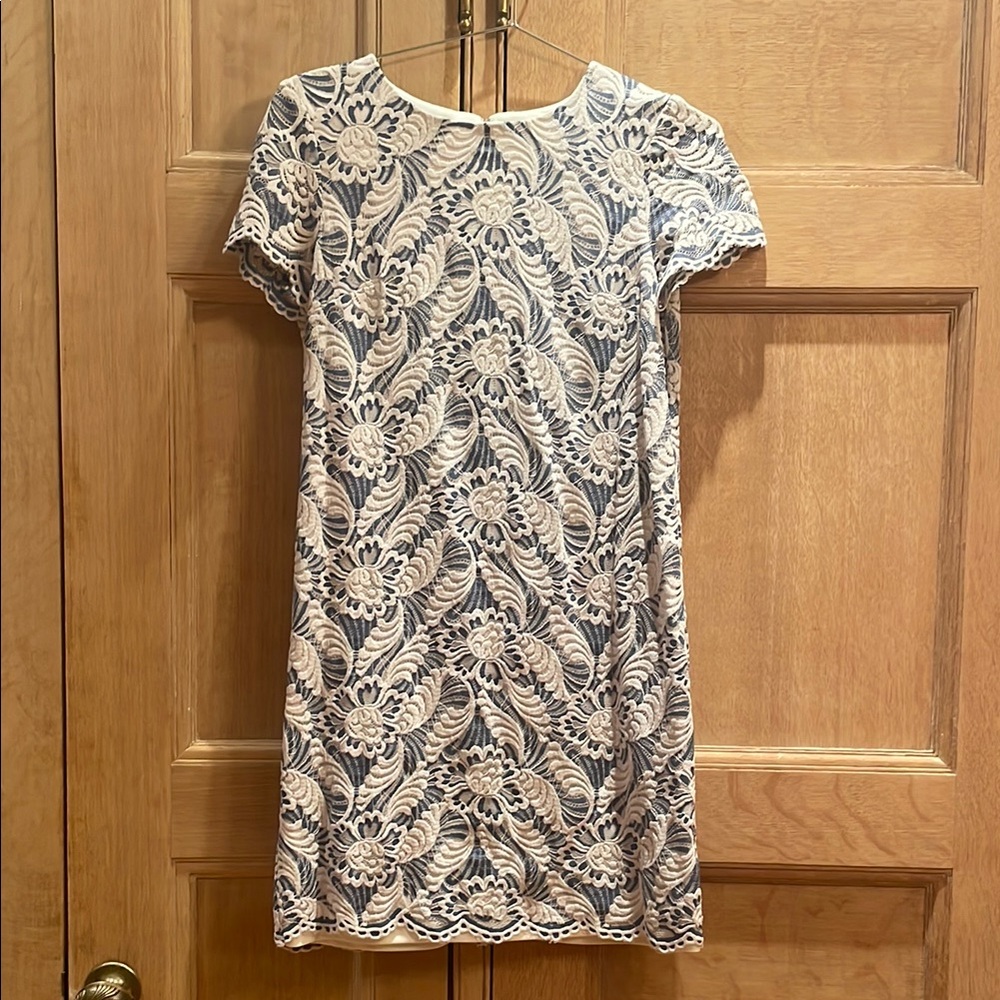 Gorgeous Maggy London Blue and White Lace Dress